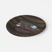 Rustikale Stiefel oder Bows Gender Reveal Baby Dus Pappteller (Schrägansicht)