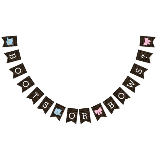 Rustikale Stiefel oder Bows Gender Reveal Baby Dus Wimpelkette (Alle)