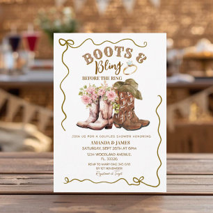 Rustikale Stiefel und Bling Cowboy Couples Dusche Einladung