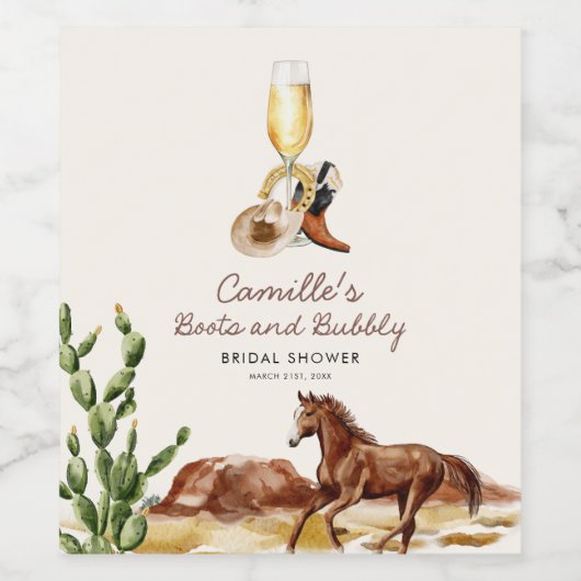 Rustikale Stiefel und bubbly Brautparty Weinetikett (Einzelnes Label)