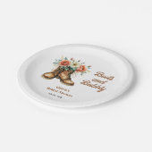 Rustikale Stiefel und Bubbly Western Brautparty Pappteller (Schrägansicht)