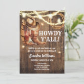 Rustikale Stiefel und Hut zum Geburtstag Einladung (Stehend Vorderseite)