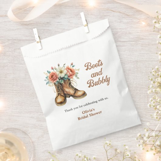 Rustikale Stiefel und prickelnde westliche Brautpa Geschenktütchen (Ausgeschnitten)