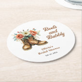 Rustikale Stiefel und prickelnde westliche Brautpa Runder Pappuntersetzer (Angewinkelt)