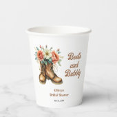 Rustikale Stiefel und sprudelige Western-Brautpart Pappbecher (Rückseite)