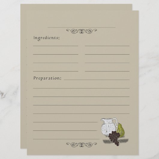 Rustikale Stillleben Illustration Rezept Binder Se (Vorne/Hinten)