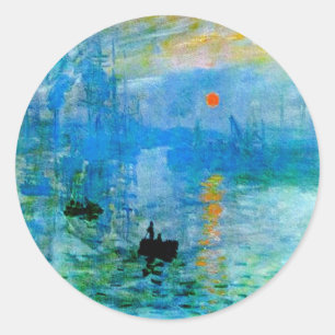 Rustikale stilvolle blaue Sonnenaufgangsfischerboo Runder Aufkleber