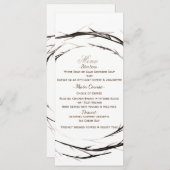 Rustikale Stöcke, Zweigstellen, Wreath Wedding Men Menükarte (Vorne/Hinten)