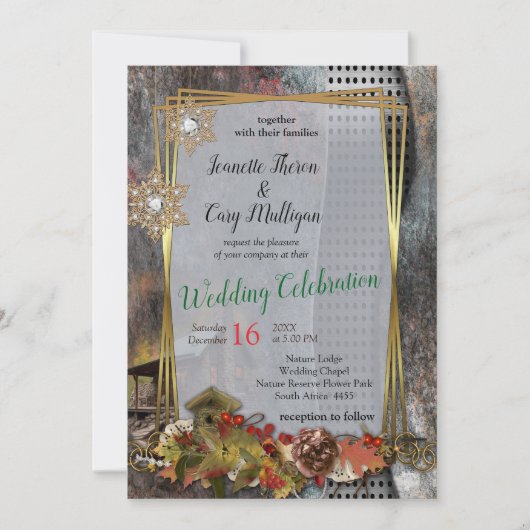 Rustikale Stone-Kabine Einladung (Vorderseite)