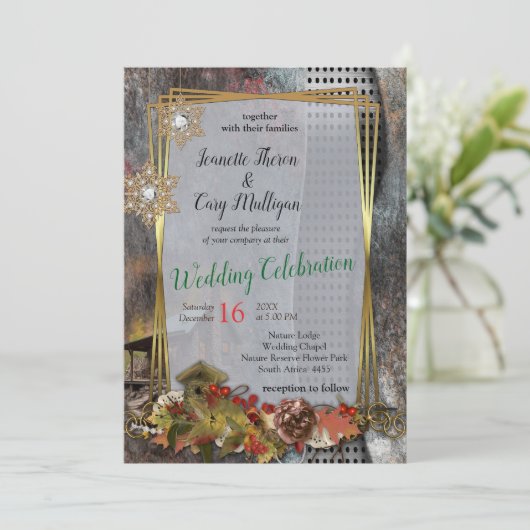 Rustikale Stone-Kabine Einladung (Stehend Vorderseite)