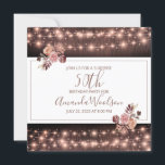 Rustikale strahlende Lichter florale Geburtstagspa Einladung<br><div class="desc">Rustikale Saitenleuchten und rosa Sangria und Merlot florals modernes Skript 50. Geburtstag Überraschung Party Einladung für Ihr Party anpassen. Für jedes Alter Geburtstag, Papiergewicht oder Schriftart individuell anpassen. Square Format laden. Fügen Sie Ihre Standortinformationen auf der Rückseite der Karte hinzu. Die moderne Schrift wird in einem zarten, rosa Sangria präsentiert,...</div>