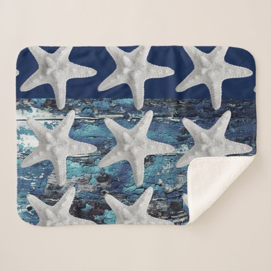 Rustikale Strand-Marine-Blaustarfish-Decke Sherpadecke (Vorderseite (Horizontal))