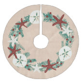 Rustikale Strand-Weihnachtsfeiertagküstenstarfish Polyester Weihnachtsbaumdecke (Vorderseite)