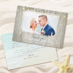 Rustikale Strandhochzeit Foto Dankeschön Dankeskarte