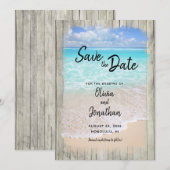 Rustikale Strandhochzeit mit aquablauem Ozean  Save The Date (Vorne/Hinten)