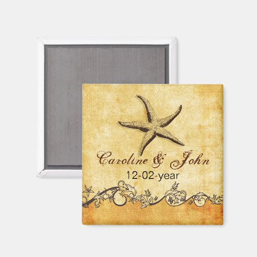 rustikale Strandhochzeit Save the Date Magnet (Vorderseite/Rückseite)