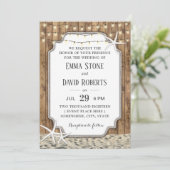 Rustikale Strandhochzeiten, Starfish & String Ligh Einladung (Stehend Vorderseite)