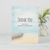 Rustikale Strandlandschaft mit Boot Danke Karte (Stehend Vorderseite)