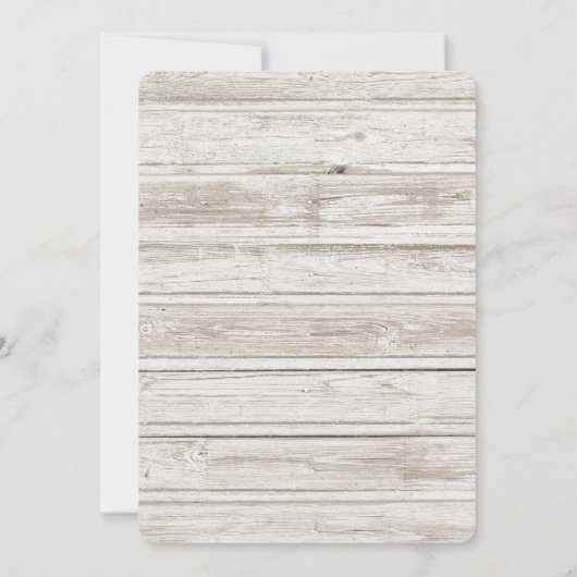 Rustikale Strandlandschaft mit Boot & Leuchtturm Save The Date (Rückseite)