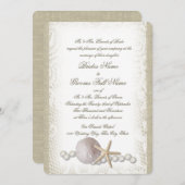 Rustikale Strandlandschaft und Perlen Einladung (Vorne/Hinten)