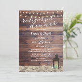 Rustikale StrandLaterne & Starfish Probe Abendesse Einladung (Stehend Vorderseite)