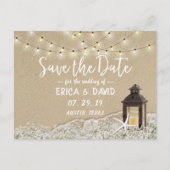Rustikale Strandleuchten Save the Date Ankündigungspostkarte (Vorderseite)