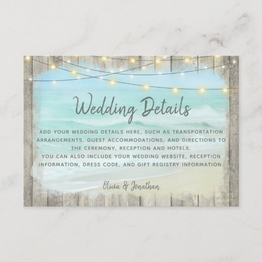 Rustikale Strandnähten Begleitkarte (Vorderseite)