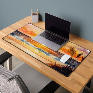 Rustikale Strandsonnenuntergangsszene Schreibtischunterlage