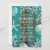 Rustikale Strandsterne & Seashells Aquamarine Pens Einladung (Vorderseite)