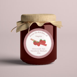 Rustikale Strawberry Rhubarb Jam Kraft Label Stick Runder Aufkleber