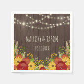 Rustikale Streichelleuchten & Sonnenblumen Hochzei Serviette (Vorderseite)