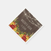 Rustikale Streichelleuchten & Sonnenblumen Hochzei Serviette (Ecke)