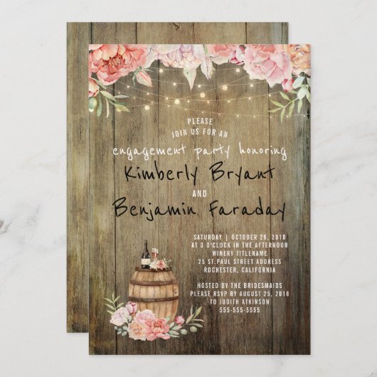 Rustikale Streichelleuchter-Anhängerschaft Einladung (Vorne/Hinten)