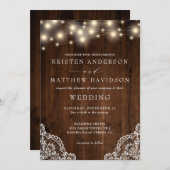 Rustikale Streichellichtblende mit Details zur Hoc Einladung (Vorne/Hinten)