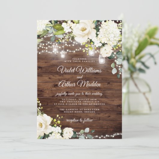 Rustikale Streichellichtblumen - Einladung zur Hoc (Stehend Vorderseite)