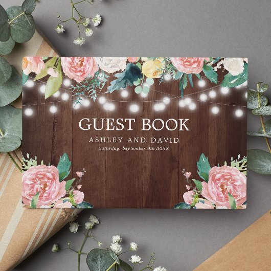 Rustikale Streichellichtblüten Rosa Blumenzehen Gästebuch