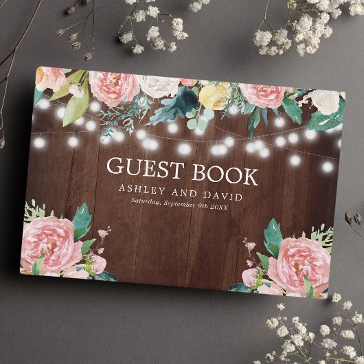 Rustikale Streichellichtblüten Rosa Blumenzehen Gästebuch