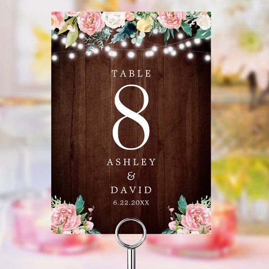 Rustikale Streichellichtblüten Rosa Blumenzehen Tischnummer