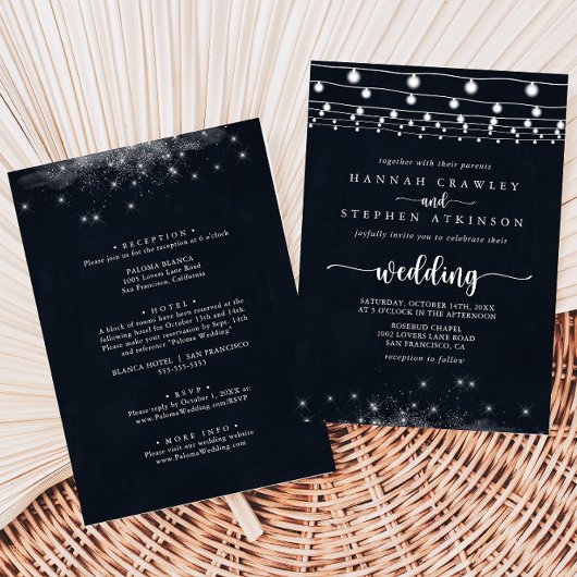 Rustikale Streichellichter Front & Back Wedding Einladung