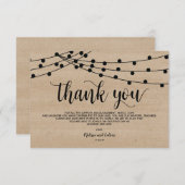 Rustikale Streichellichter Hochzeit Danke Kartende Begleitkarte (Vorne/Hinten)