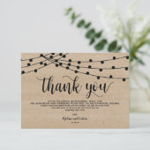 Rustikale Streichellichter Hochzeit Danke Kartende Begleitkarte (Stehend Vorderseite)