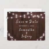 Rustikale Streichellichter Save the Date Hochzeit Ankündigungspostkarte (Vorne/Hinten)