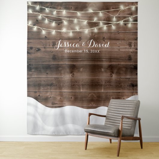 Rustikale Streichellichter schneebedeckte Winterho Wandteppich (Beispiel)