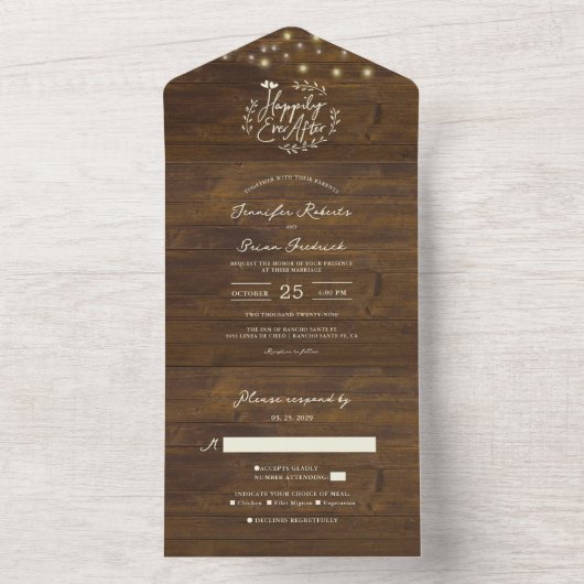 Rustikale Streichellichter sind nach Hochzeit glüc All In One Einladung (Innen Boden)