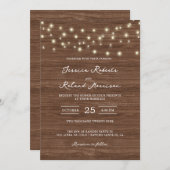 Rustikale Streichellichter sind nach Hochzeit glüc Einladung (Vorne/Hinten)