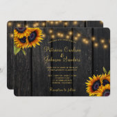 Rustikale Streichellichter Sonnenblumenhochzeit Einladung (Vorne/Hinten)