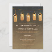 Rustikale Streichellichter zum Hochzeitsempfang Einladung (Vorderseite)