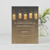 Rustikale Streichellichter zum Hochzeitsempfang Einladung (Stehend Vorderseite)