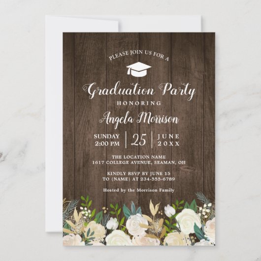 Rustikale Streichellichtschablone aus Holz Einladung (Rückseite)