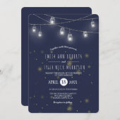 Rustikale Streicher von Mason Jars Fireflies Hochz Einladung (Vorne/Hinten)